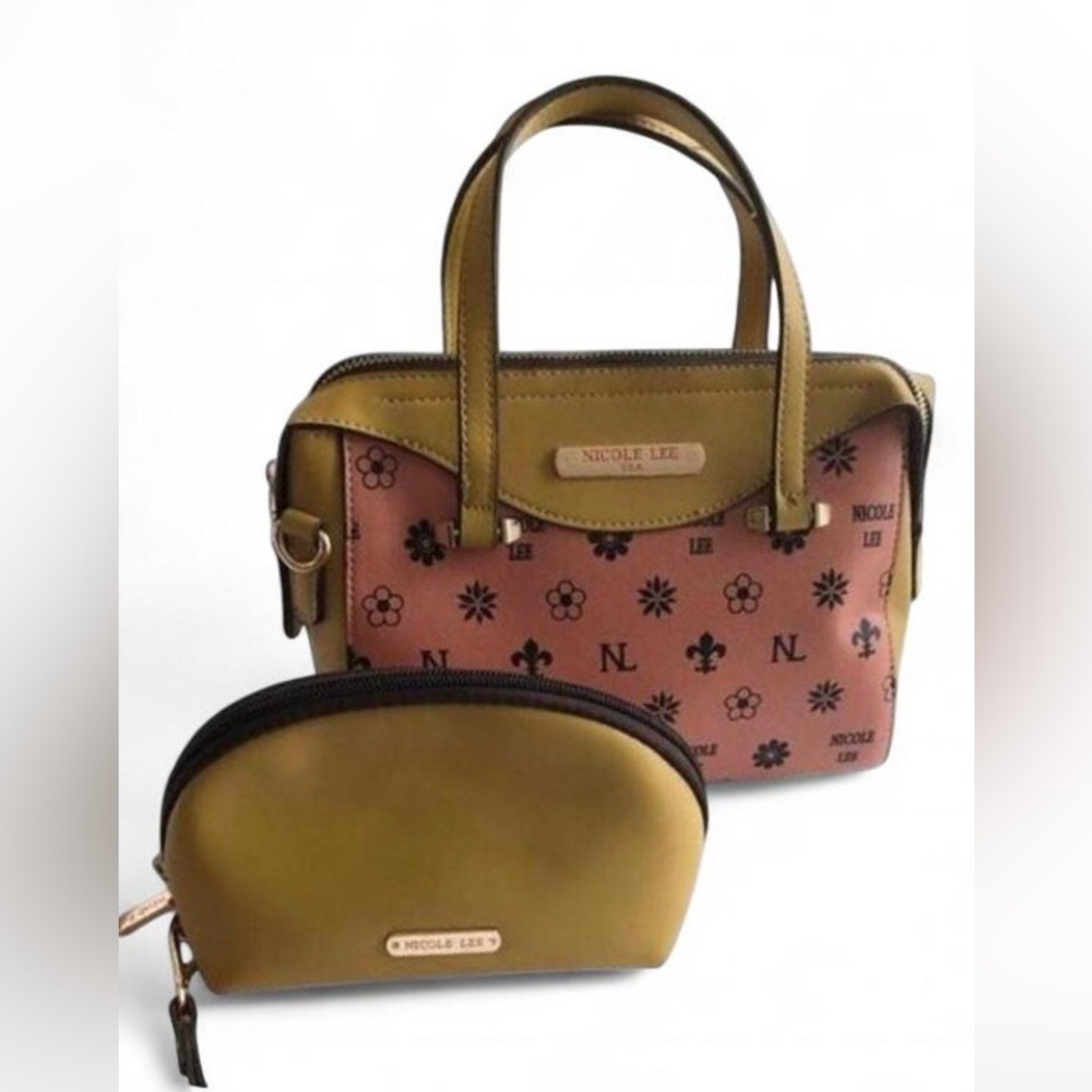 Nicole Lee Women’s Pink and Yellow Satchel Set